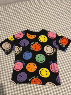 H&M Black Smiley World Multicolor Graphic Tee